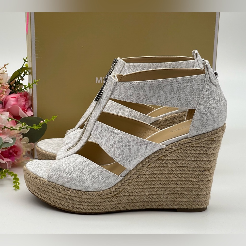 Michael Kors Women's Caged Espadrille Wedges Platform Sandals Shoes - Picture 4 of 16